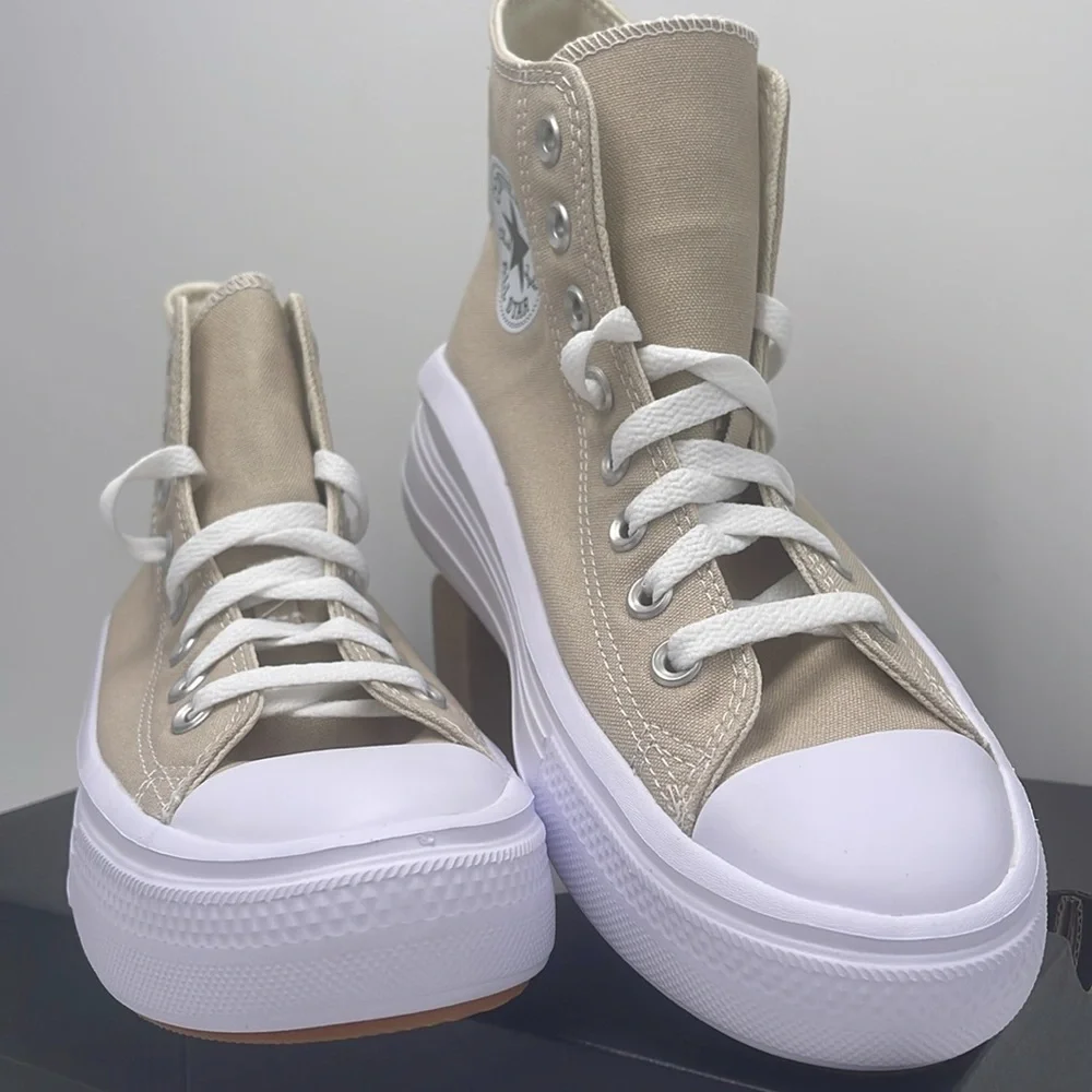 Converse WMNS A04365C CTAS MOVE HI BEACH STONE/WHITE/BEACH STONE Platforms - Picture 5 of 16